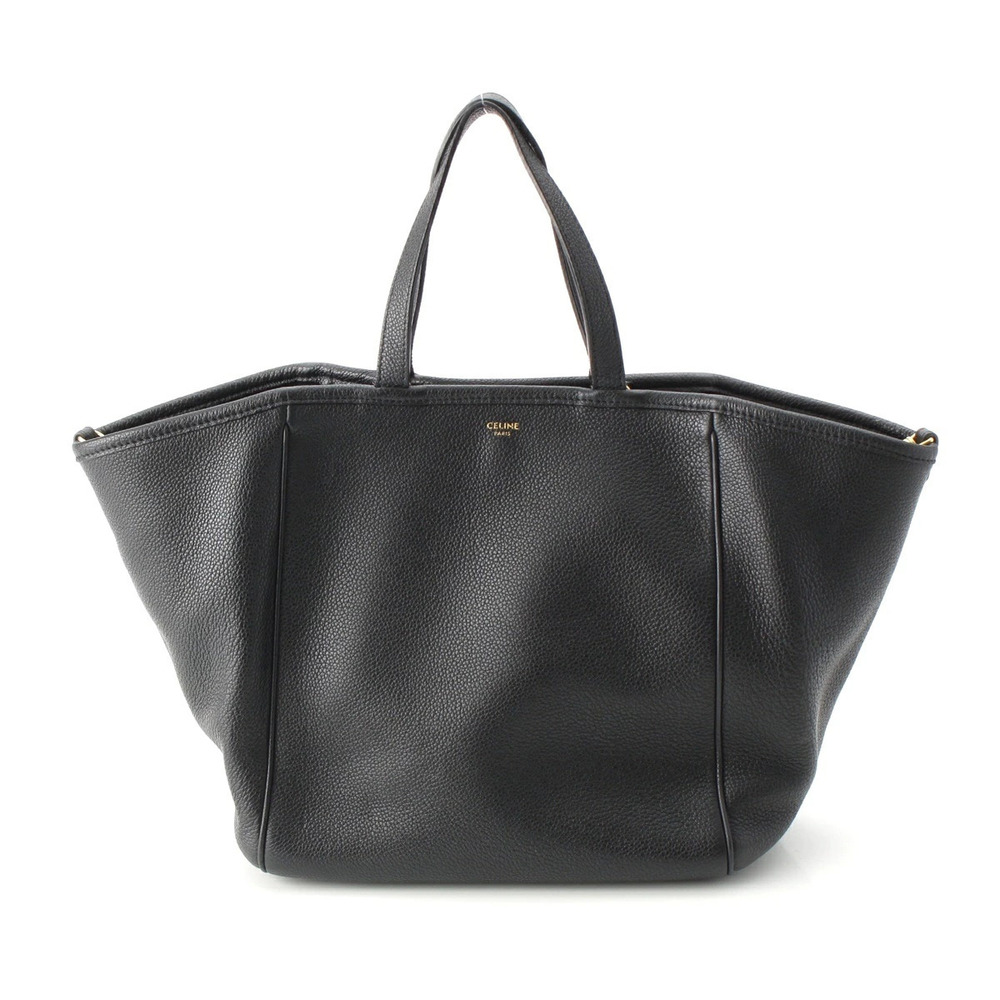 Celine Leather Fold Cabas Handbag Black